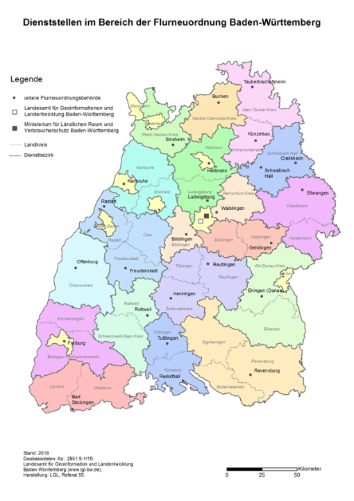 Dienststellen im Bereich der Flurneuordnungsverwaltung Baden-Württemberg