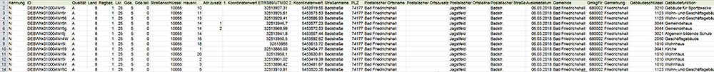 Darstellung als CSV-Datei