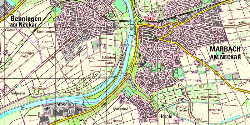 Blatt 7021 Marbach - ein Ausschnitt aus der Topographischen Karte 1:25 000