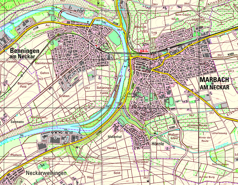 Blatt 7021 Marbach - ein Ausschnitt aus der Topographischen Karte 1:25 000