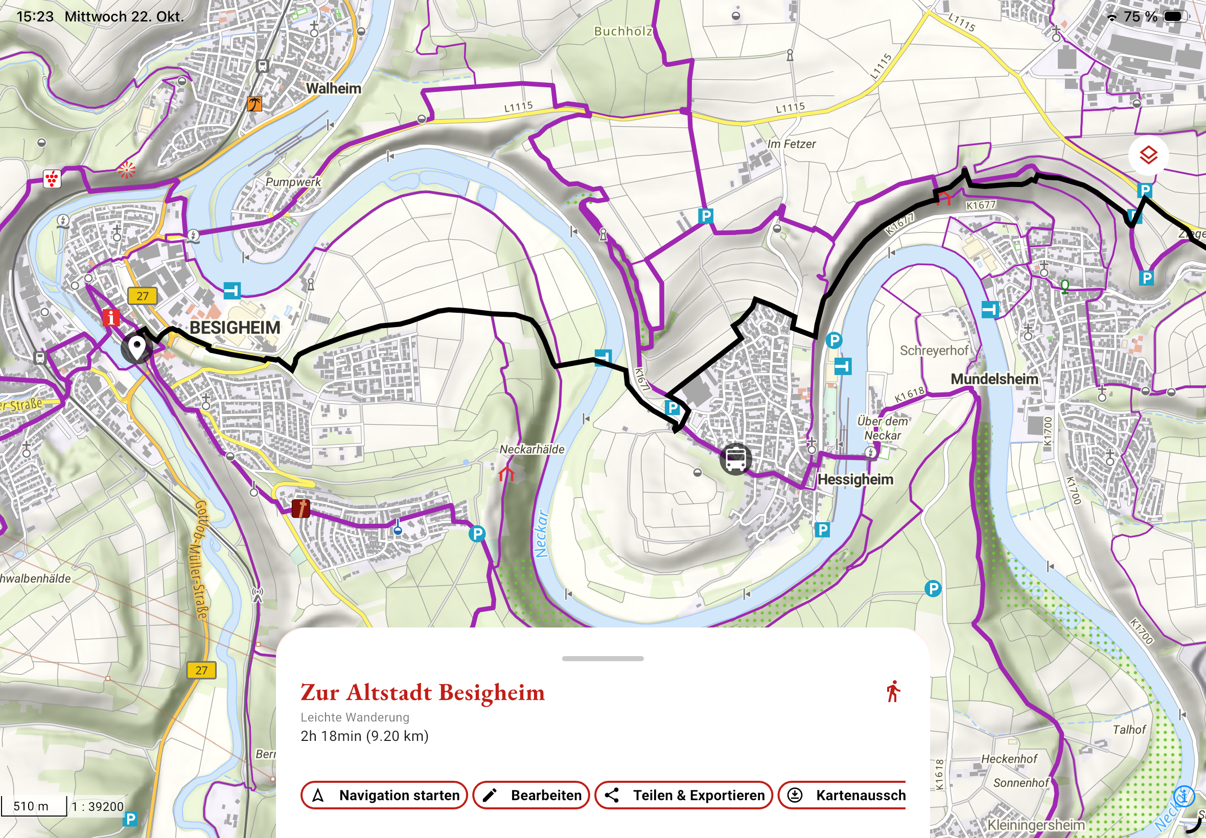 BW mobil App - Track Navigation