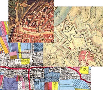 verschiedene Ausschnitte des historischen Atlases von Baden-Württemberg
