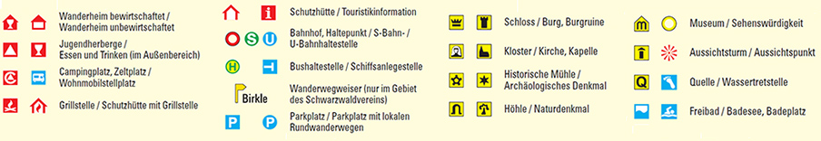 Signaturen zur Wanderkarte 1:25 000