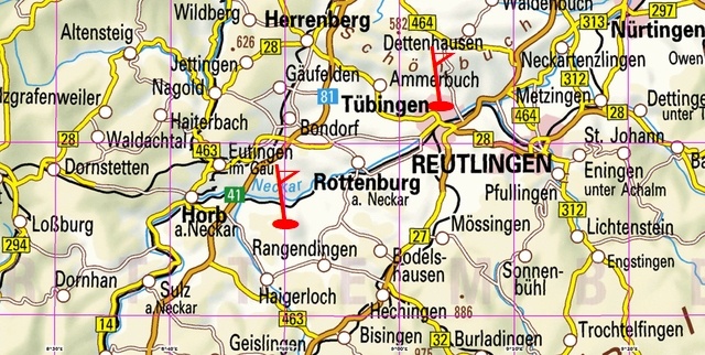 Übersicht Kontrollpunkte Landkreis Tübingen